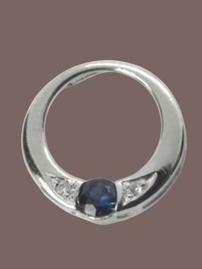 Sapphire Diamond 10KW Gold Circle of Life Pendant